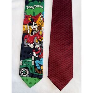 Mickey Disney Necktie Men Tie 100% Silk - Set Of Two Ties